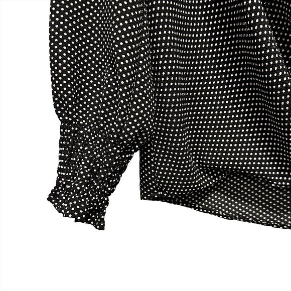 ADRIANNA PAPELL Polka Dot Wrap Blouse - Medium - black and white polkadot - EUC - Picture 3 of 7